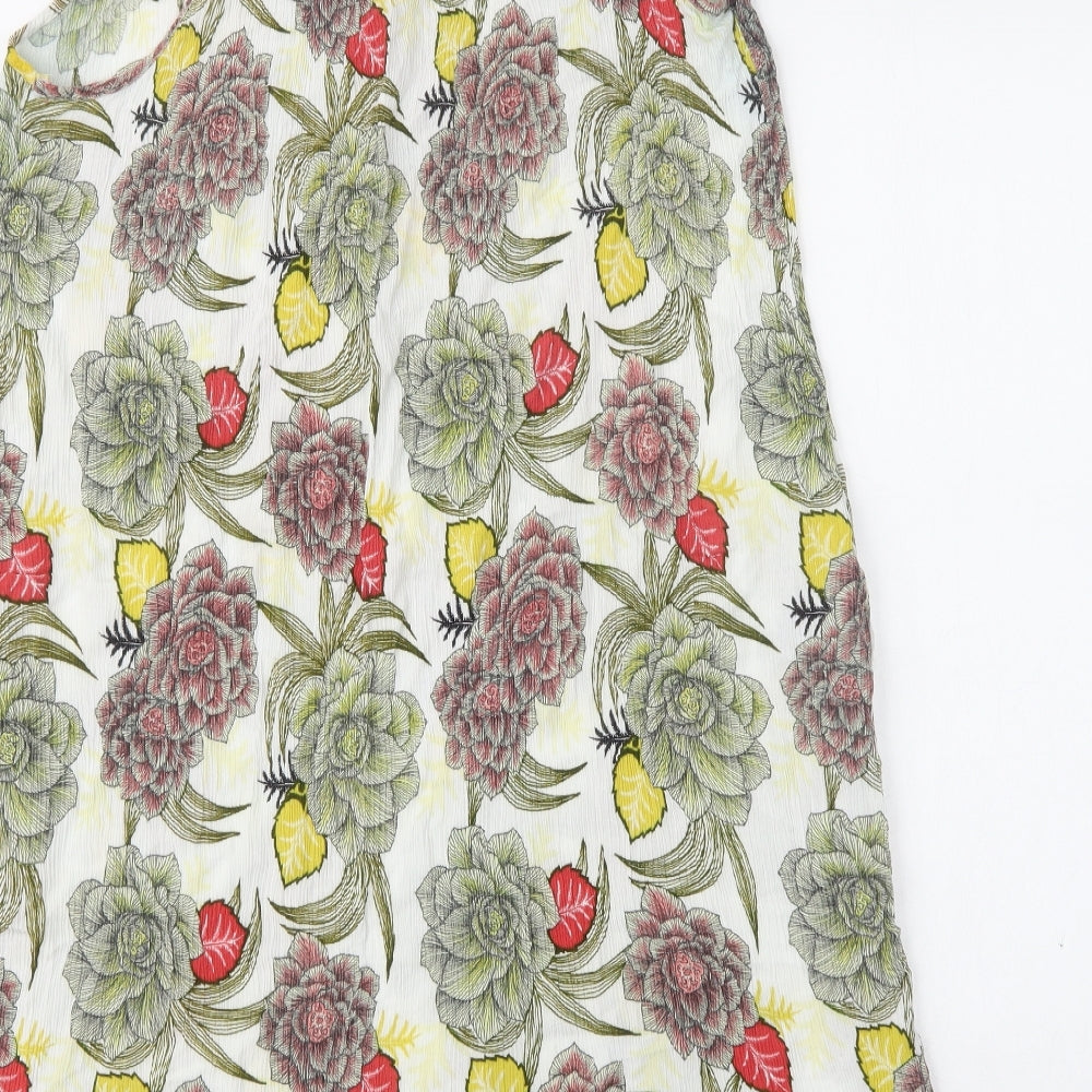 NEXT Womens Green Floral Viscose Shift  Size 14  Round Neck