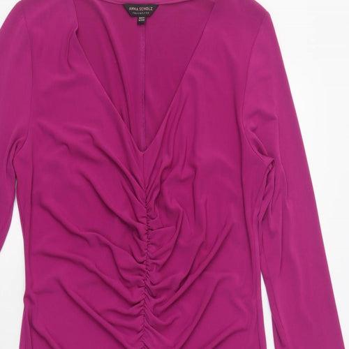 Anna Scholz Womens Purple  Polyester Bodycon  Size 14  V-Neck