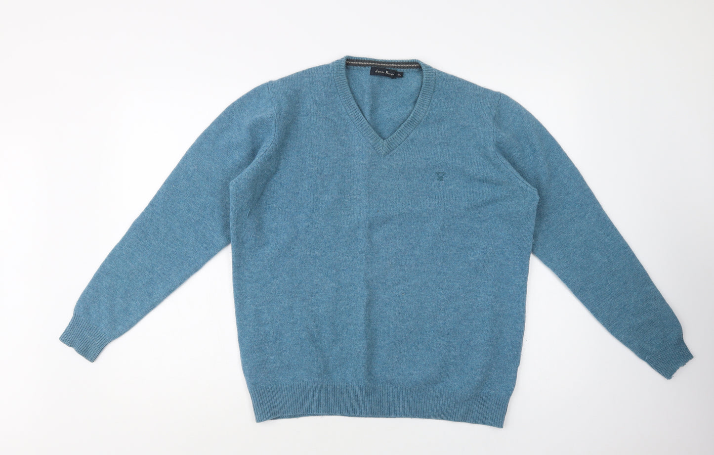 James Pringle Mens Blue V-Neck  Wool Pullover Jumper Size XL