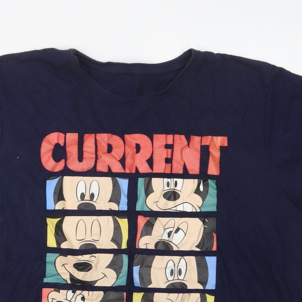 Character.Com Womens Blue  Cotton Basic T-Shirt Size M Crew Neck - Mickey Mouse