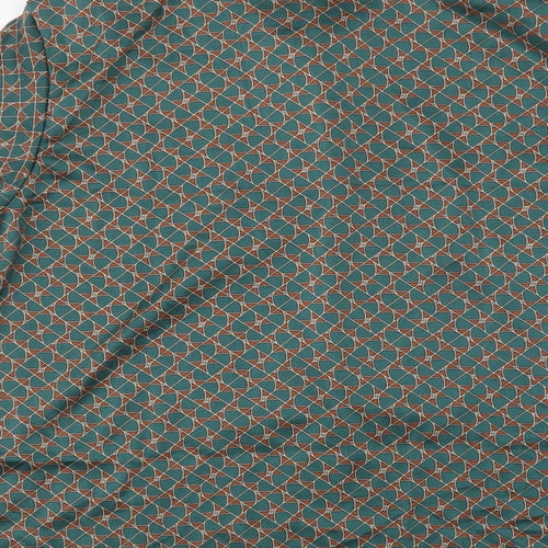 SheIn Womens Green Geometric Polyester Basic Button-Up Size M Collared