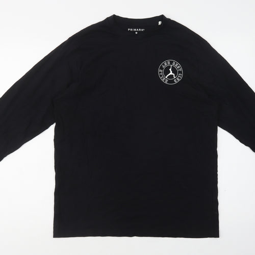 Primark Mens Black  Cotton  T-Shirt Size M Crew Neck