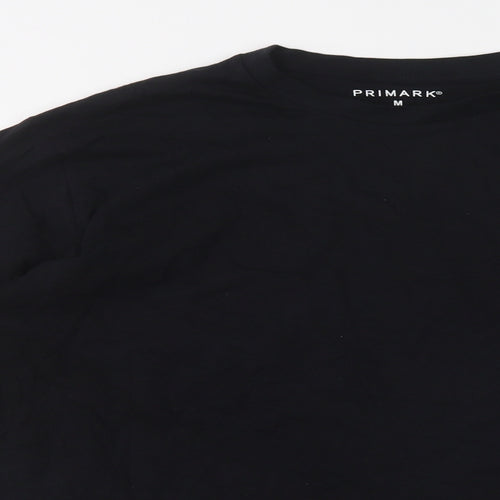 Primark Mens Black  Cotton  T-Shirt Size M Crew Neck