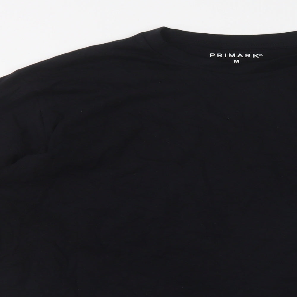Primark Mens Black  Cotton  T-Shirt Size M Crew Neck