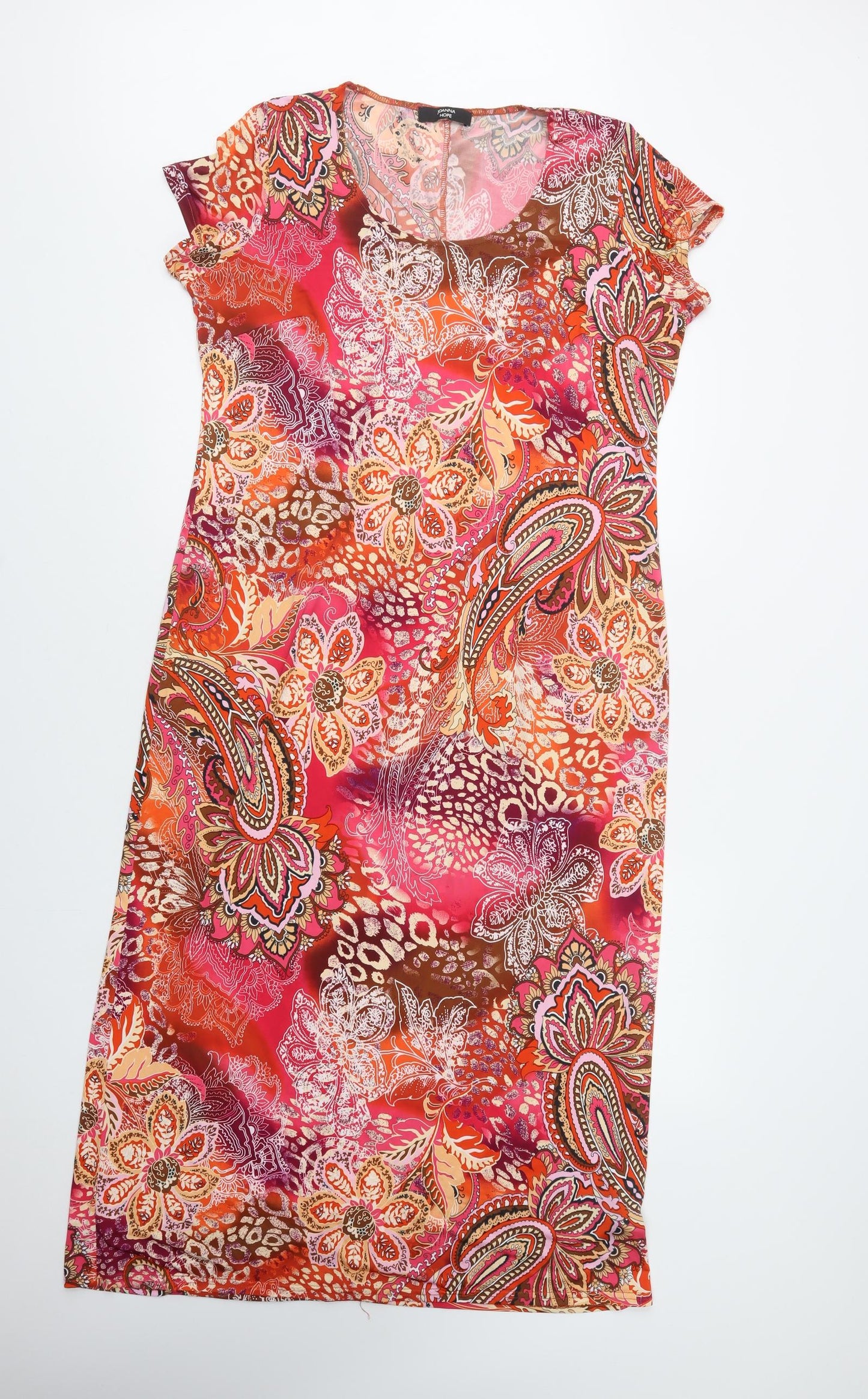 Joanna Hope Womens Pink Paisley Polyacrylate Fibre Maxi  Size 16  Crew Neck