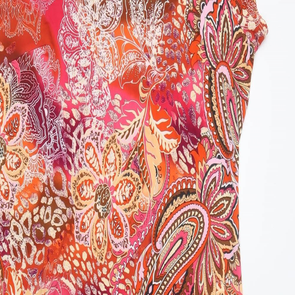 Joanna Hope Womens Pink Paisley Polyacrylate Fibre Maxi  Size 16  Crew Neck