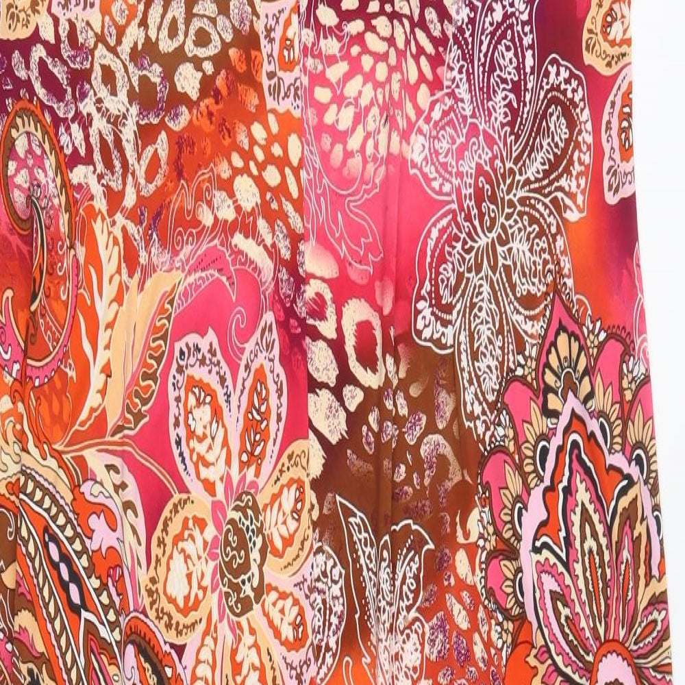 Joanna Hope Womens Pink Paisley Polyacrylate Fibre Maxi  Size 16  Crew Neck