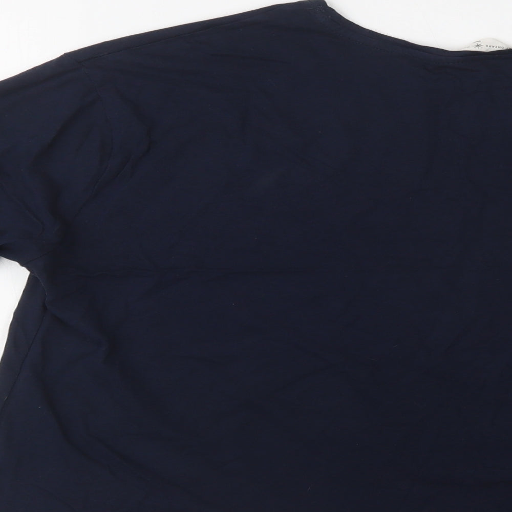 M&S Womens Blue  Cotton Top Pyjama Top Size L