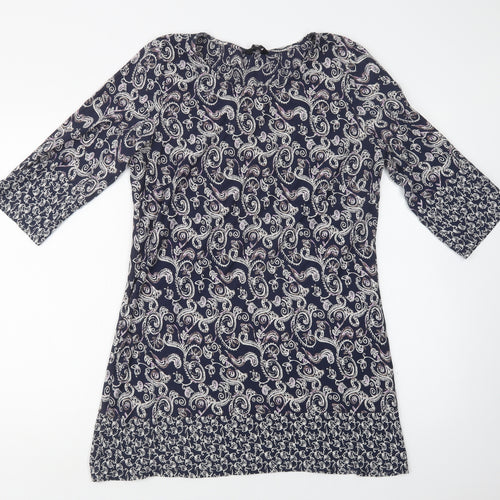 Marisota Womens Blue Paisley Cotton A-Line  Size M  Crew Neck