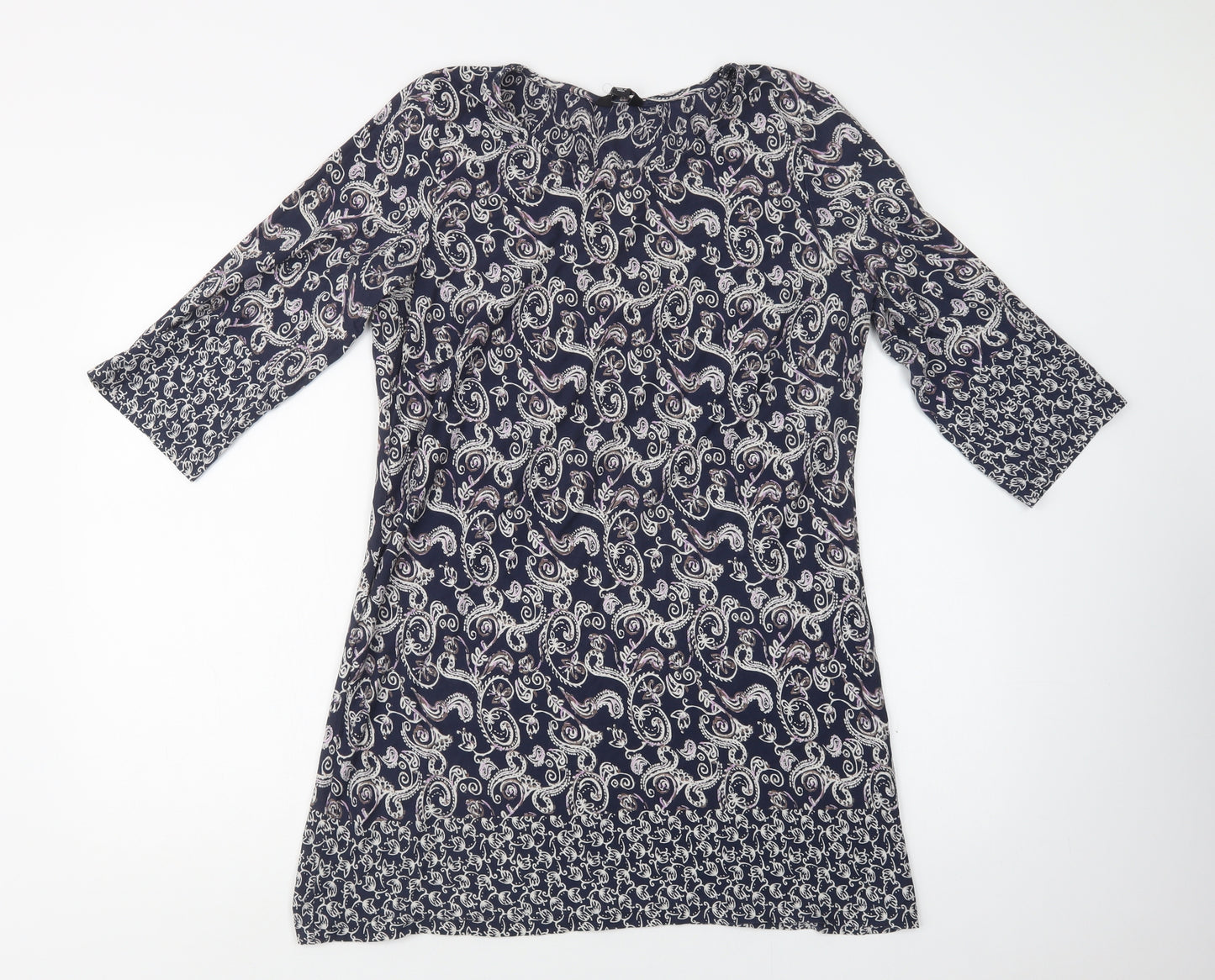 Marisota Womens Blue Paisley Cotton A-Line  Size M  Crew Neck