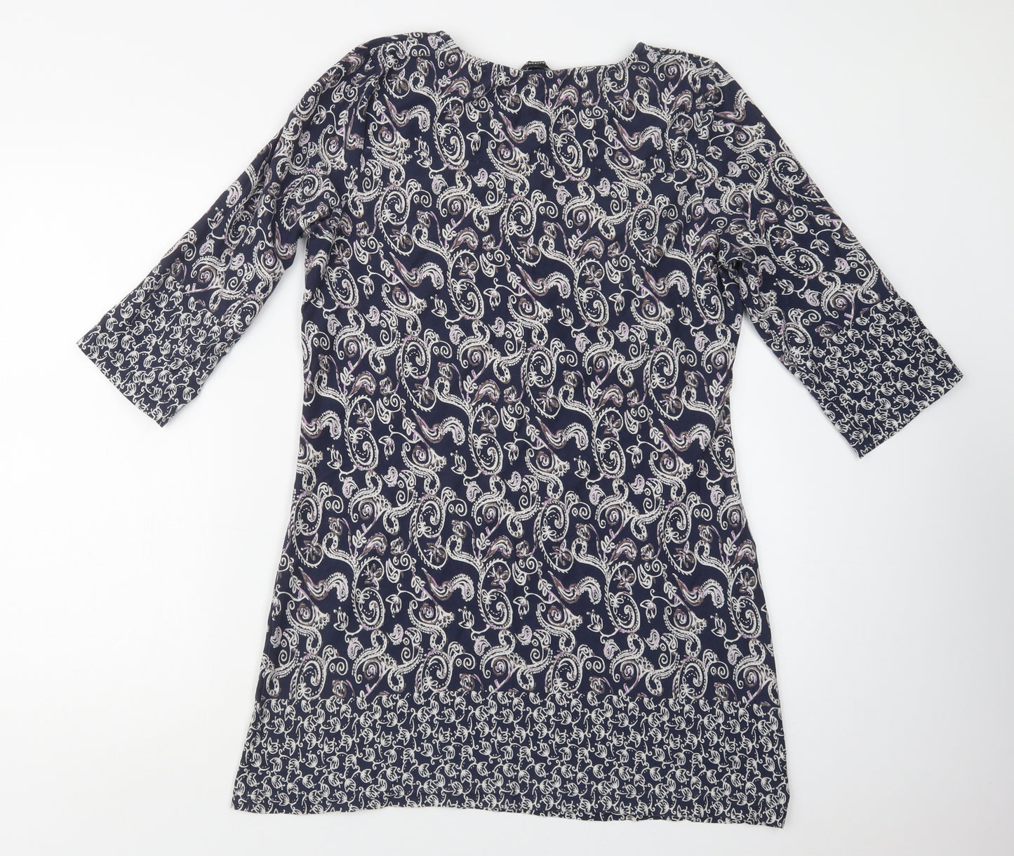 Marisota Womens Blue Paisley Cotton A-Line  Size M  Crew Neck