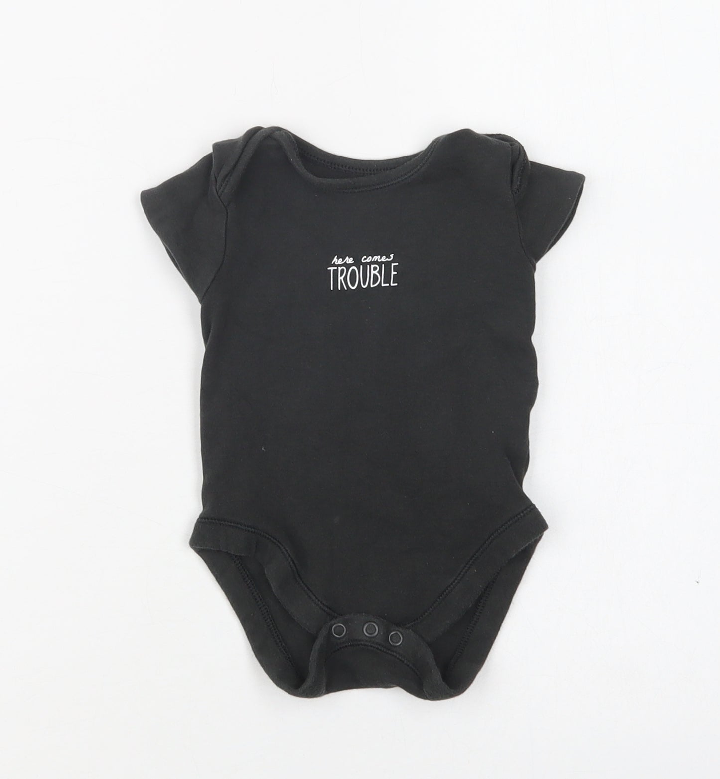 George Baby Black  Cotton Romper One-Piece Size 6-9 Months  Snap - Trouble