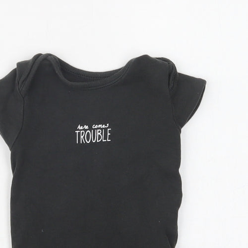 George Baby Black  Cotton Romper One-Piece Size 6-9 Months  Snap - Trouble