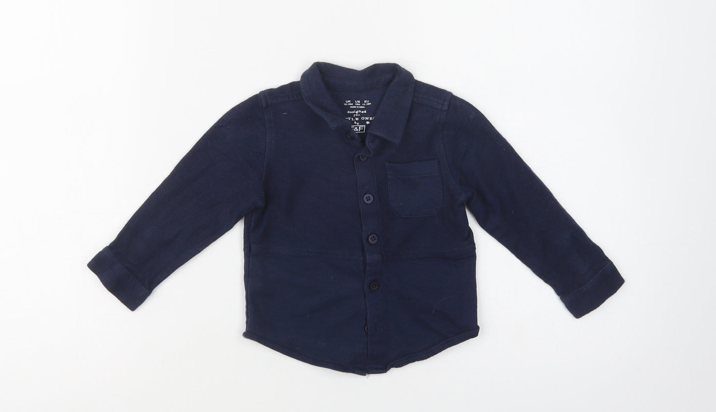 F&F Baby Blue  Cotton Basic Button-Up Size 12-18 Months Collared Button