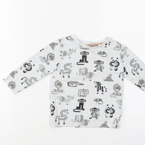 NEXT Baby Grey Geometric Cotton Basic Blouse Size 12-18 Months Crew Neck  - Cute Animals Print