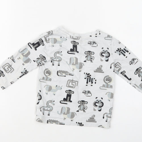 NEXT Baby Grey Geometric Cotton Basic Blouse Size 12-18 Months Crew Neck  - Cute Animals Print