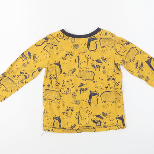 George Baby Yellow Geometric Cotton Basic Blouse Size 12-18 Months Crew Neck  - Cute Animals Print