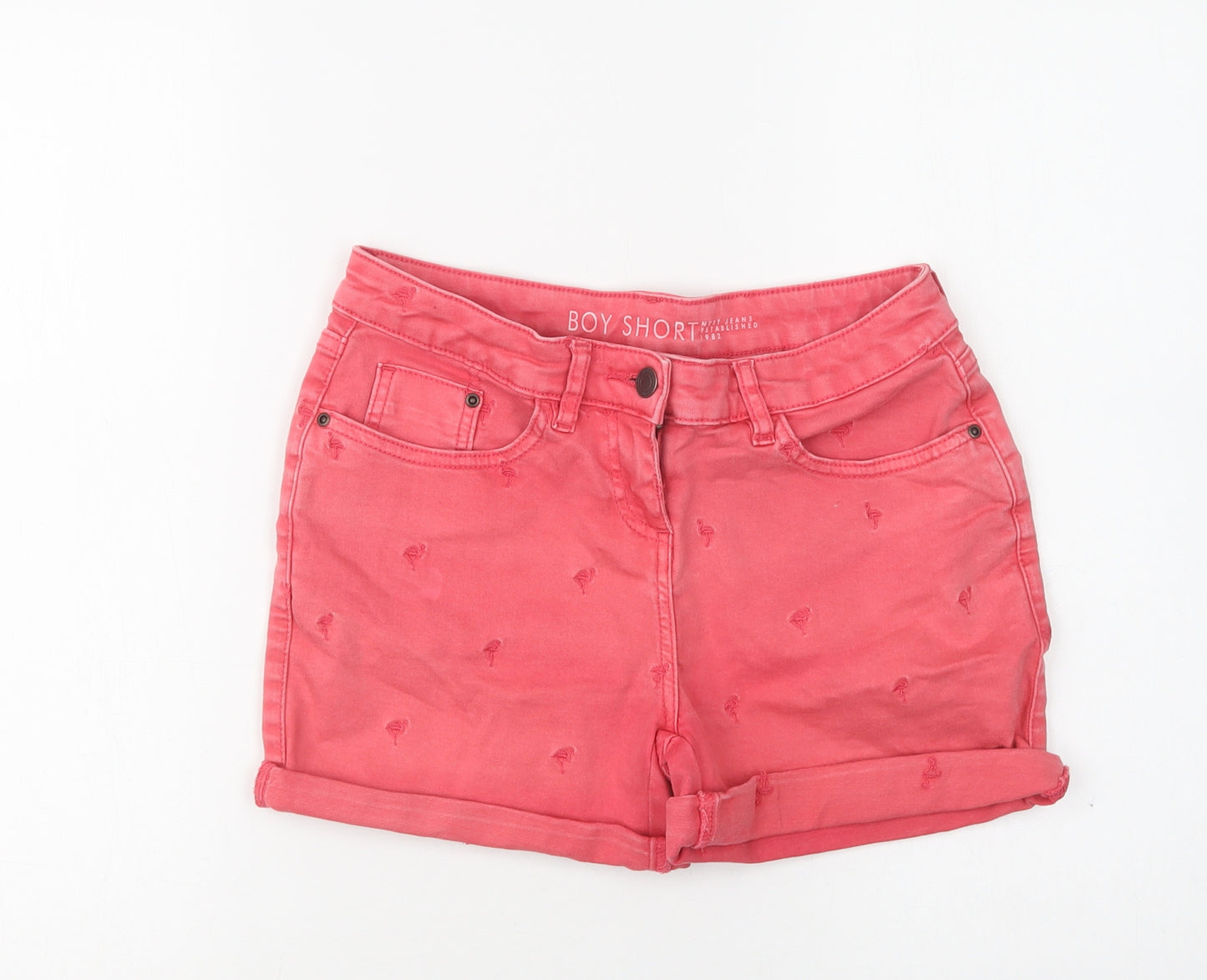 NEXT Womens Pink  Cotton Boyfriend Shorts Size 8 L4 in Regular Button