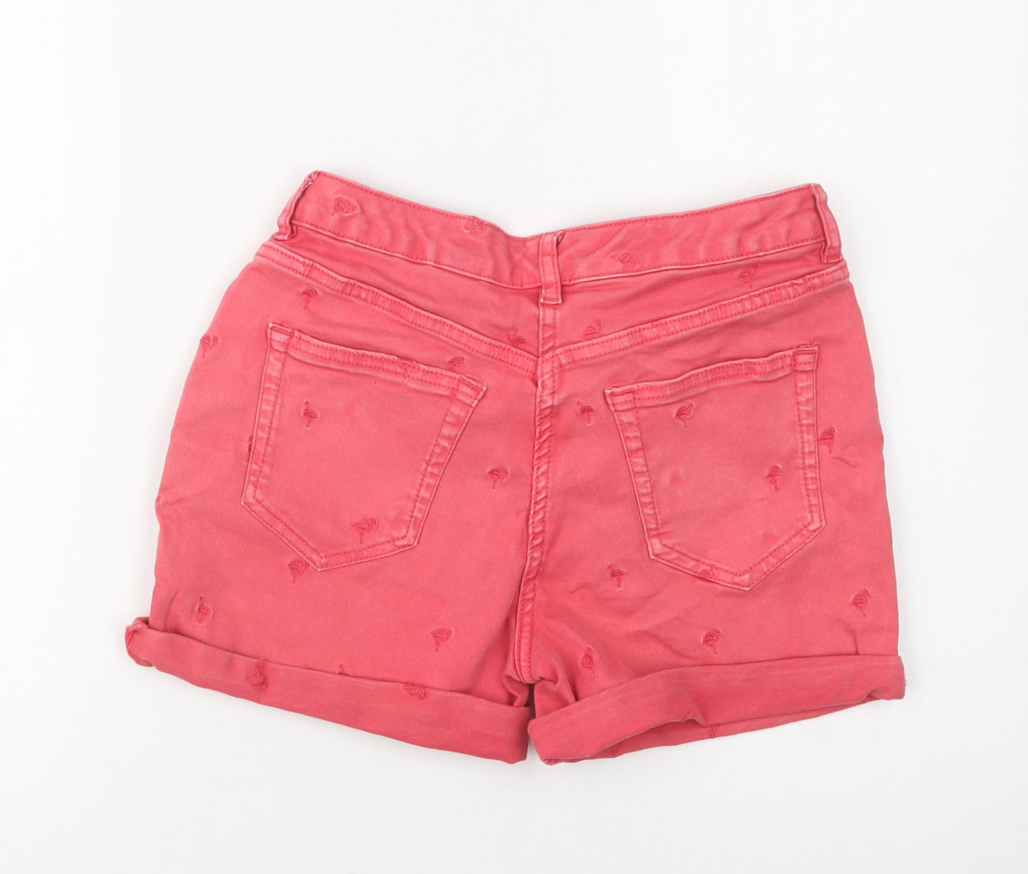 NEXT Womens Pink  Cotton Boyfriend Shorts Size 8 L4 in Regular Button