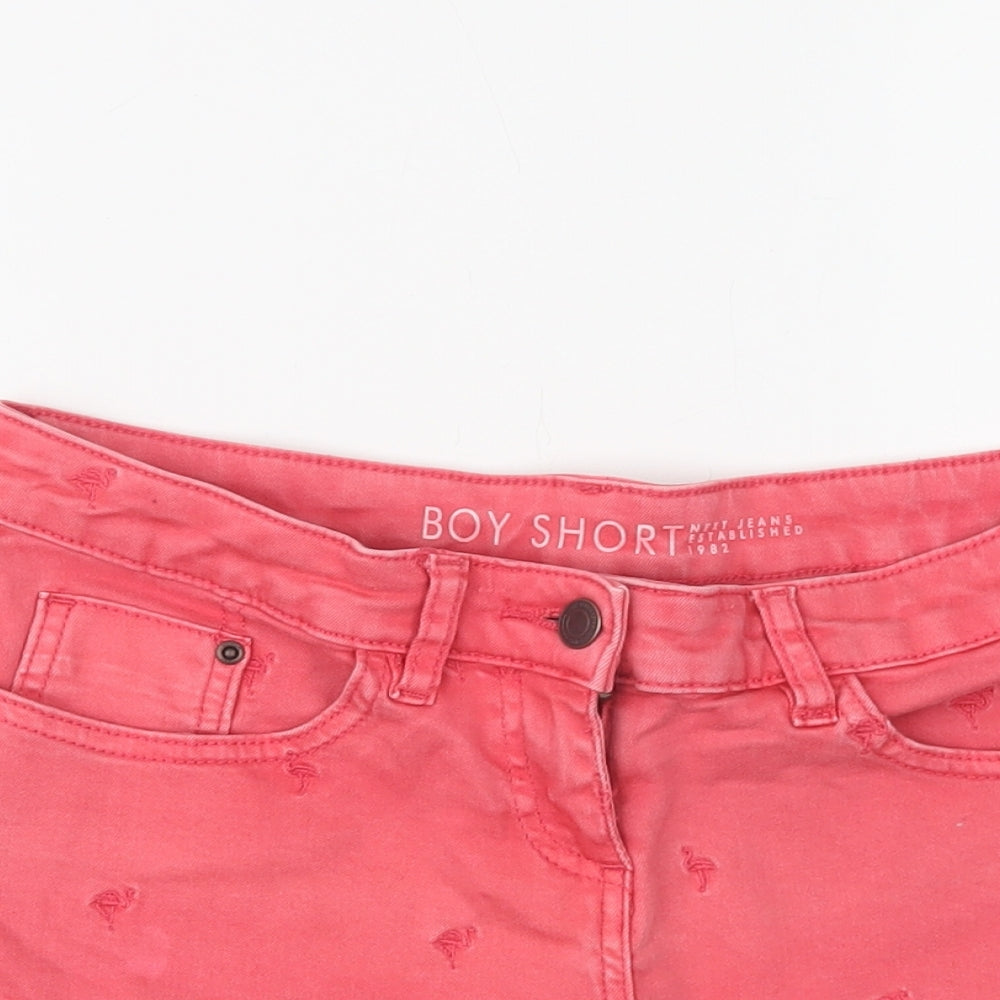 NEXT Womens Pink  Cotton Boyfriend Shorts Size 8 L4 in Regular Button