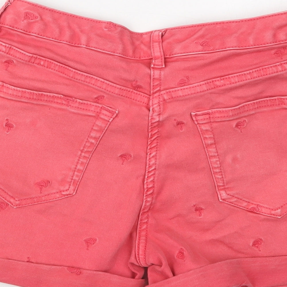 NEXT Womens Pink  Cotton Boyfriend Shorts Size 8 L4 in Regular Button