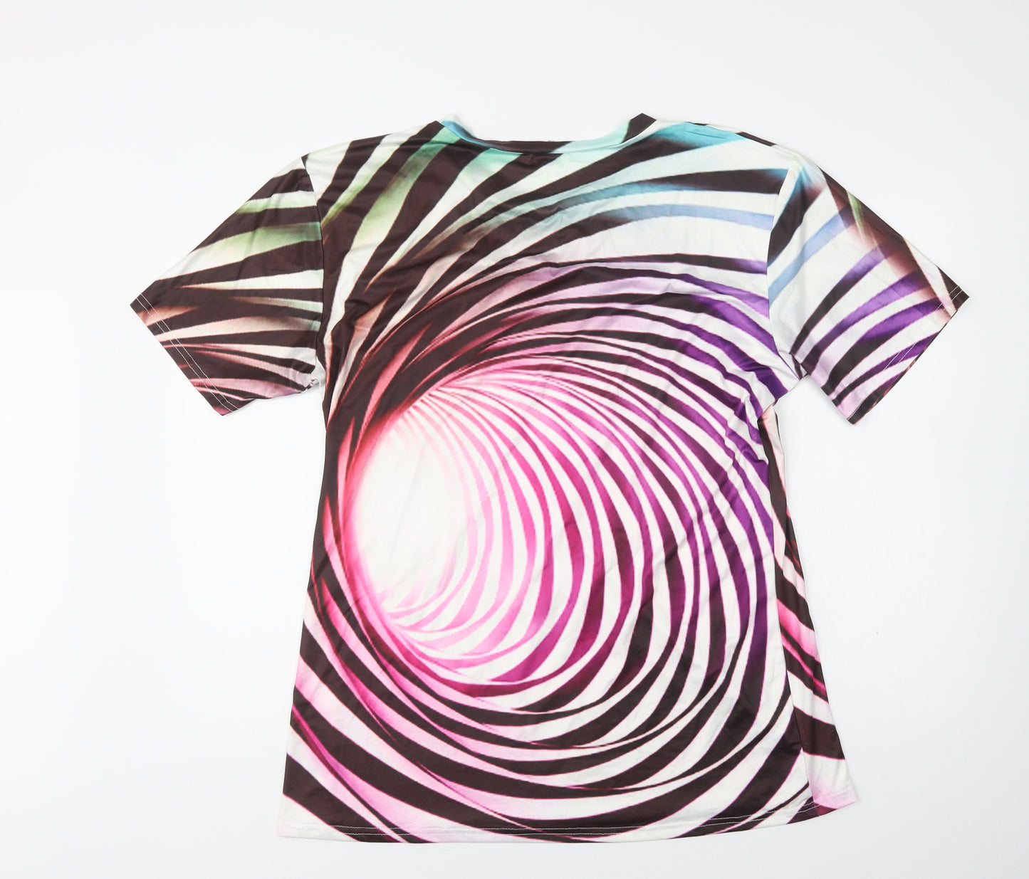 Preworn Womens Multicoloured Geometric Polyester Tunic Blouse Size XL Crew Neck