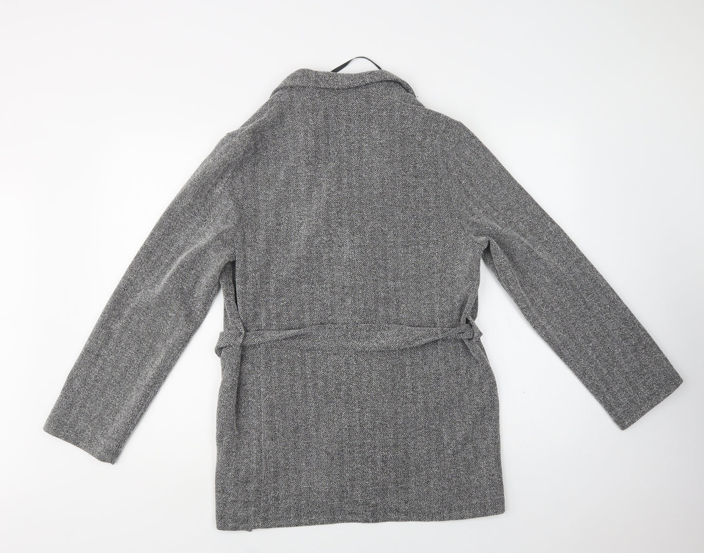 Primark Womens Grey Herringbone  Overcoat Blazer Size 12