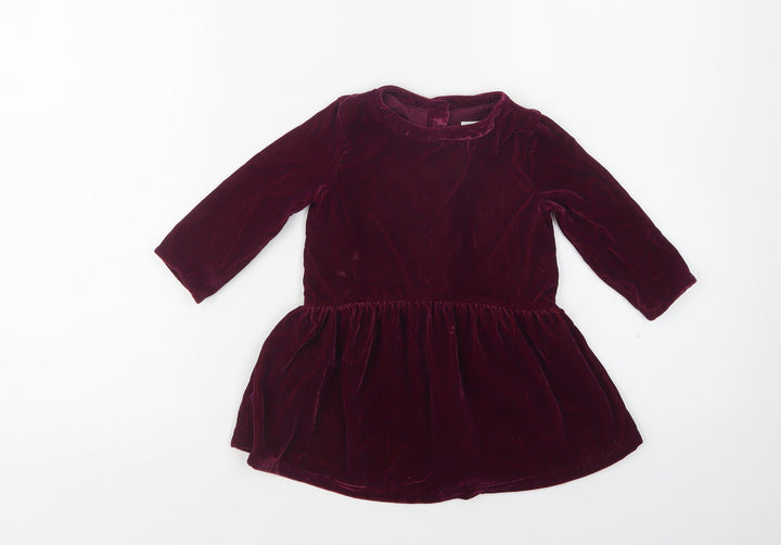 Gymboree Baby Purple Polyester A-Line Size 12-18 Months Crew Neck Button