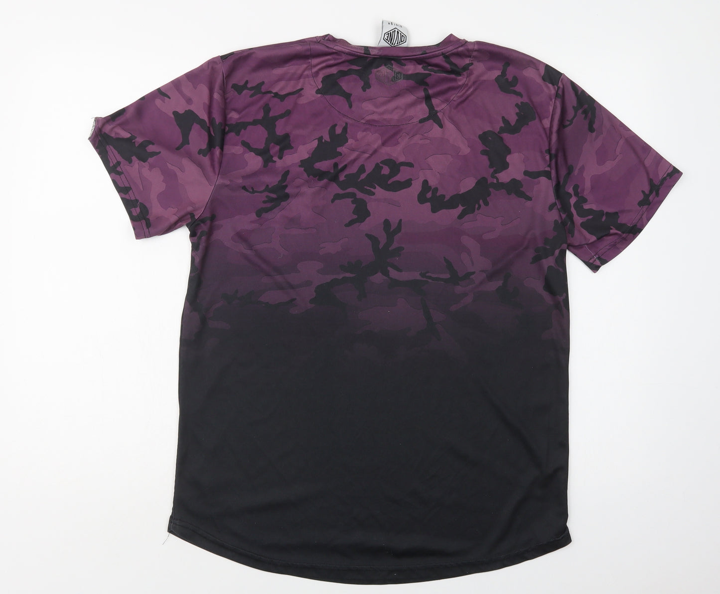 Divine Mens Purple Camouflage Polyester  T-Shirt Size XL Crew Neck