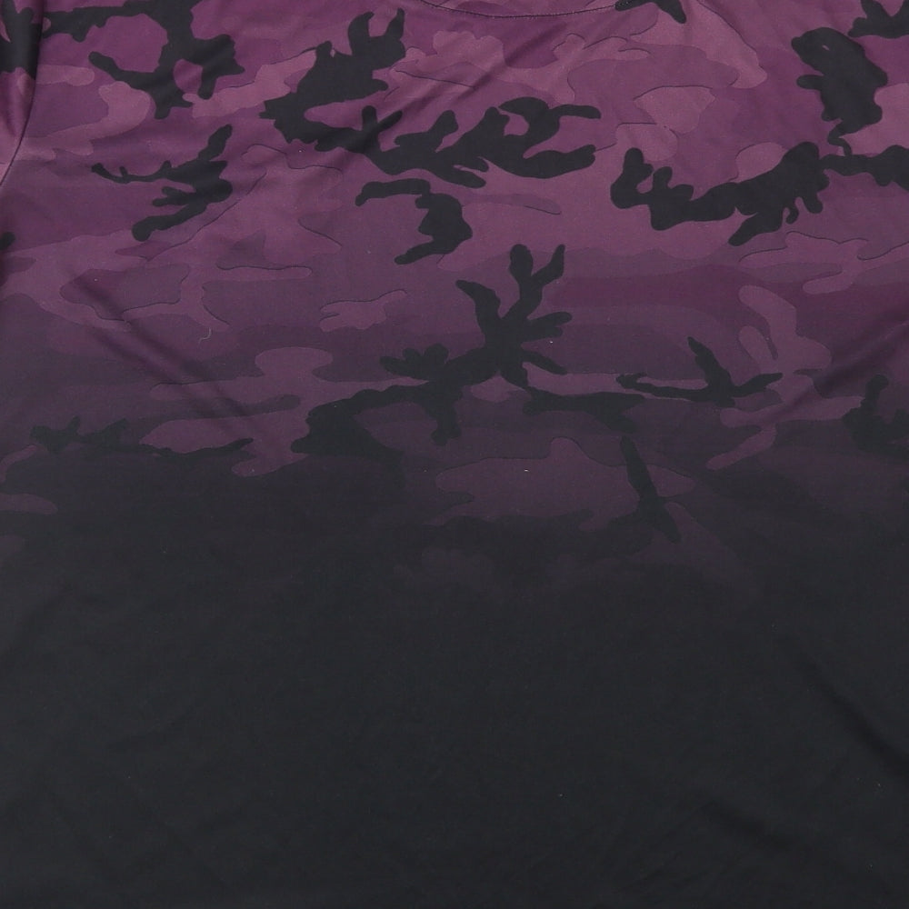 Divine Mens Purple Camouflage Polyester  T-Shirt Size XL Crew Neck