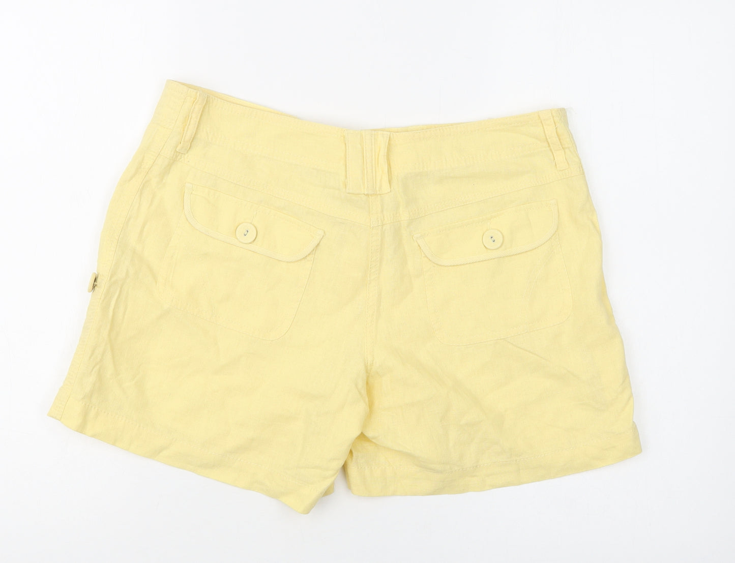 Papaya Womens Yellow  Linen Chino Shorts Size 12 L4 in Regular Button