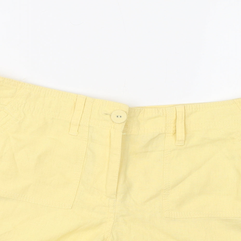 Papaya Womens Yellow  Linen Chino Shorts Size 12 L4 in Regular Button