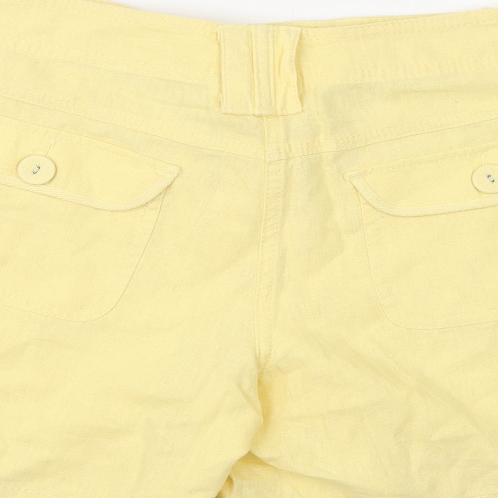 Papaya Womens Yellow  Linen Chino Shorts Size 12 L4 in Regular Button