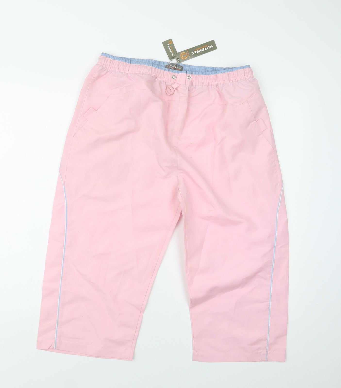 Nutshell Womens Pink  Polyester Cropped Trousers Size L L21 in Regular Drawstring