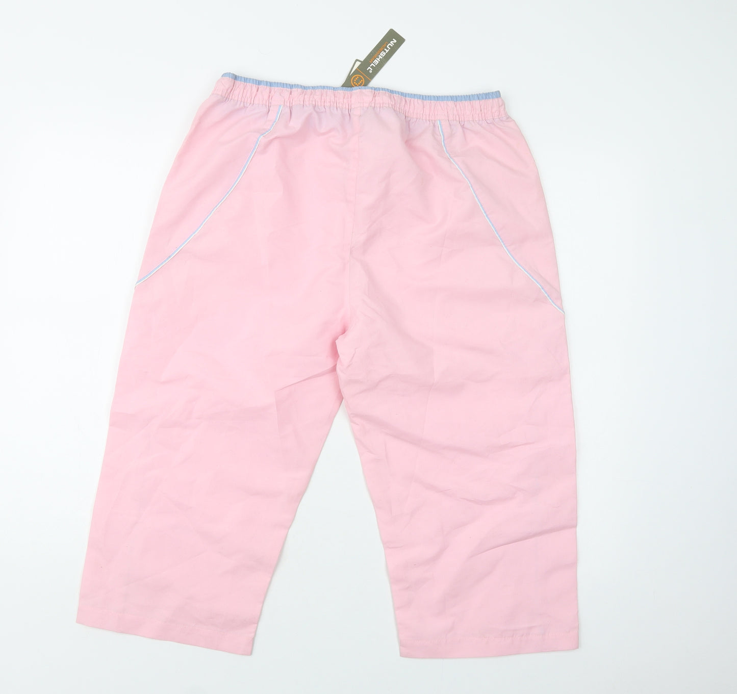 Nutshell Womens Pink  Polyester Cropped Trousers Size L L21 in Regular Drawstring