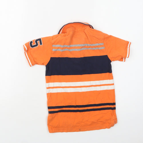 George Boys Orange Striped Cotton Basic Polo Size 6-7 Years Collared Button