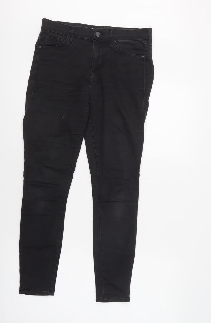Topshop Womens Black  Cashgora Skinny Jeans Size 28 L30 in Regular Button