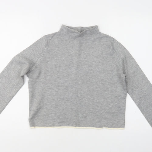 Topshop Womens Grey Mock Neck  Acrylic Pullover Jumper Size 8