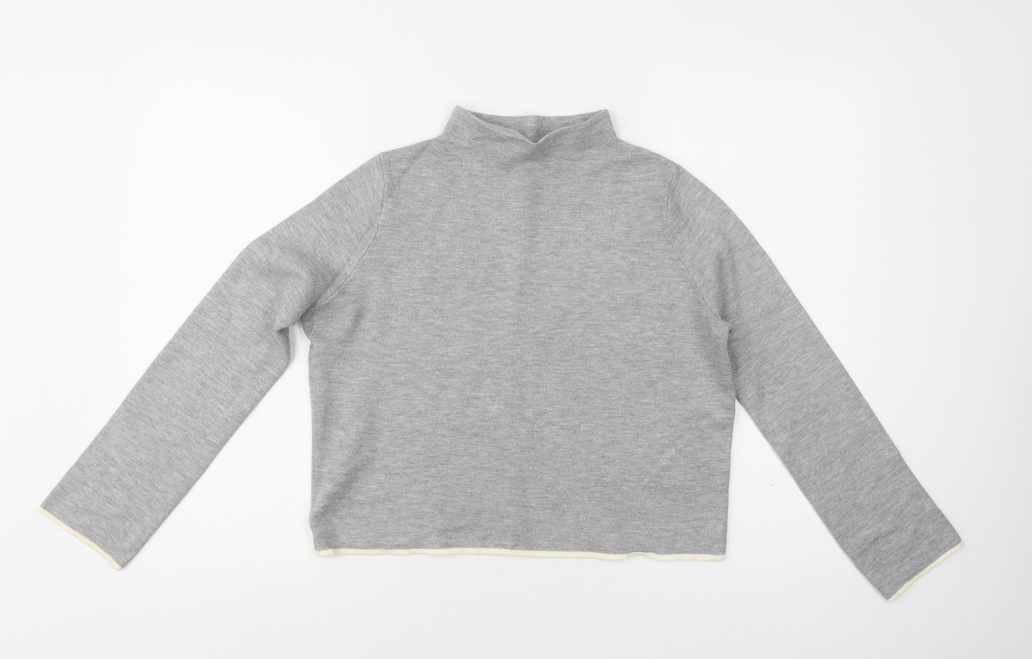 Topshop Womens Grey Mock Neck  Acrylic Pullover Jumper Size 8