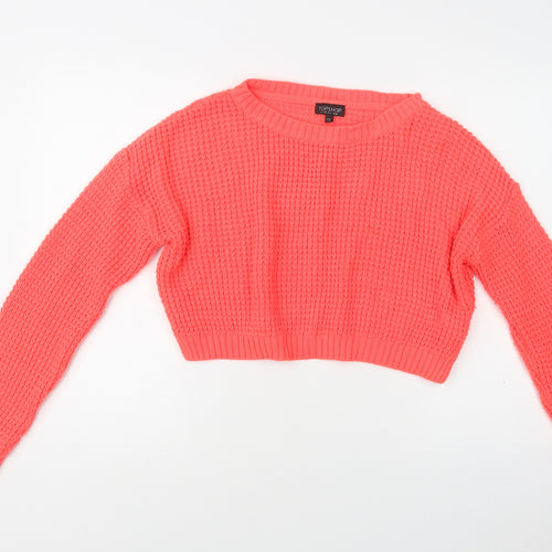 Topshop Womens Pink Crew Neck  Acrylic Pullover Jumper Size 10