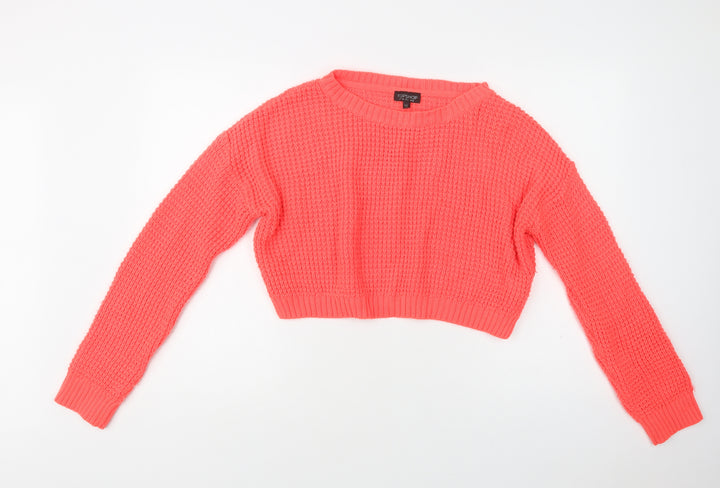 Topshop Womens Pink Crew Neck Acrylic Pullover Jumper Size 10
