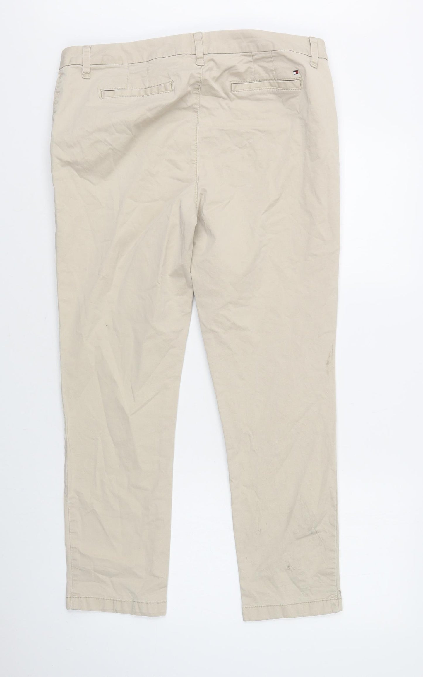 Tommy Hilfiger Womens Beige  Cotton Chino Trousers Size 14 L29 in Regular Button