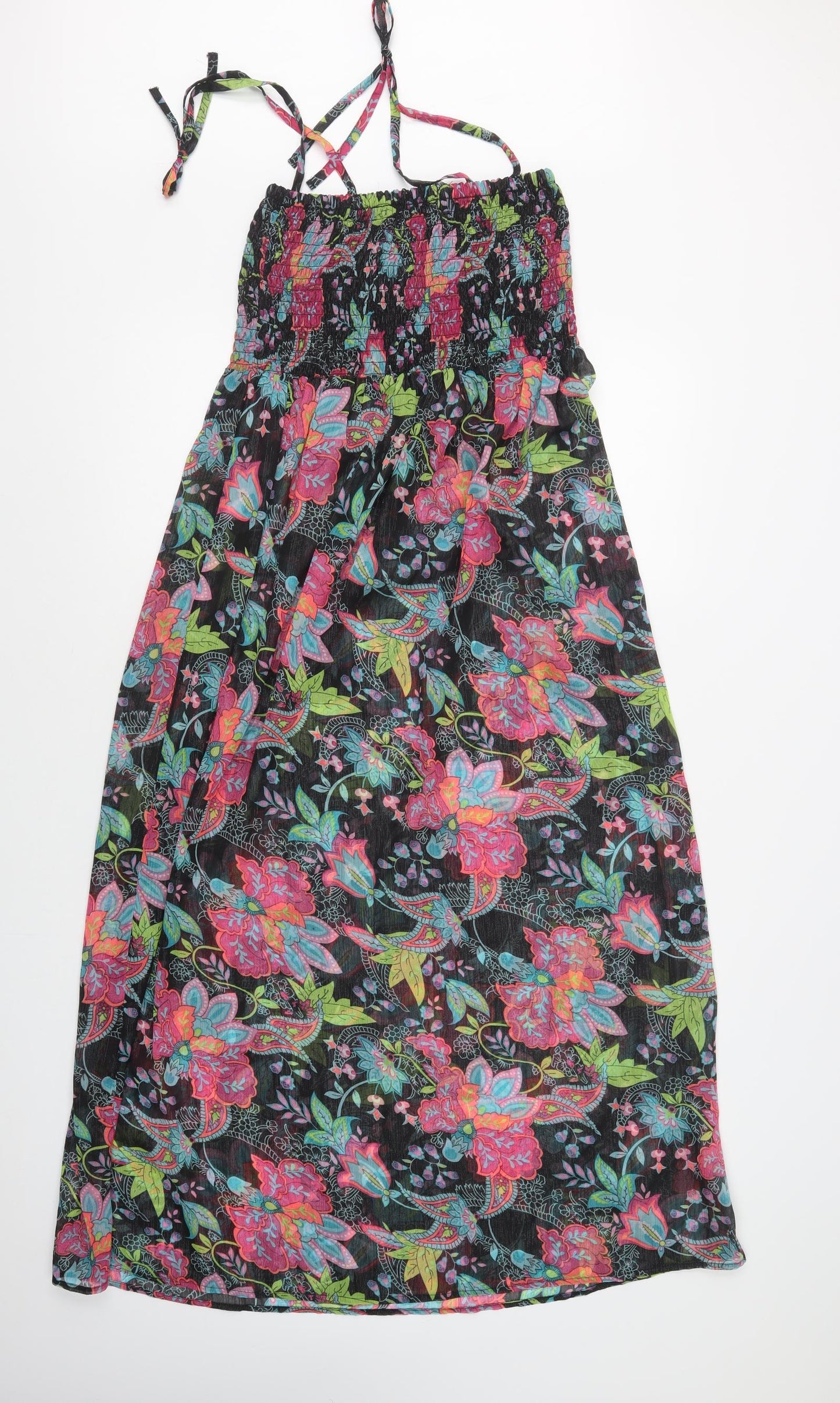 George Womens Black Floral Polyester Maxi  Size M  Square Neck
