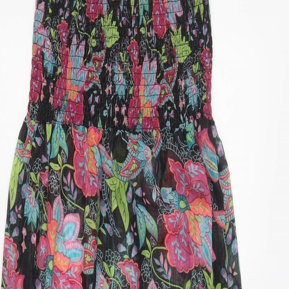George Womens Black Floral Polyester Maxi  Size M  Square Neck