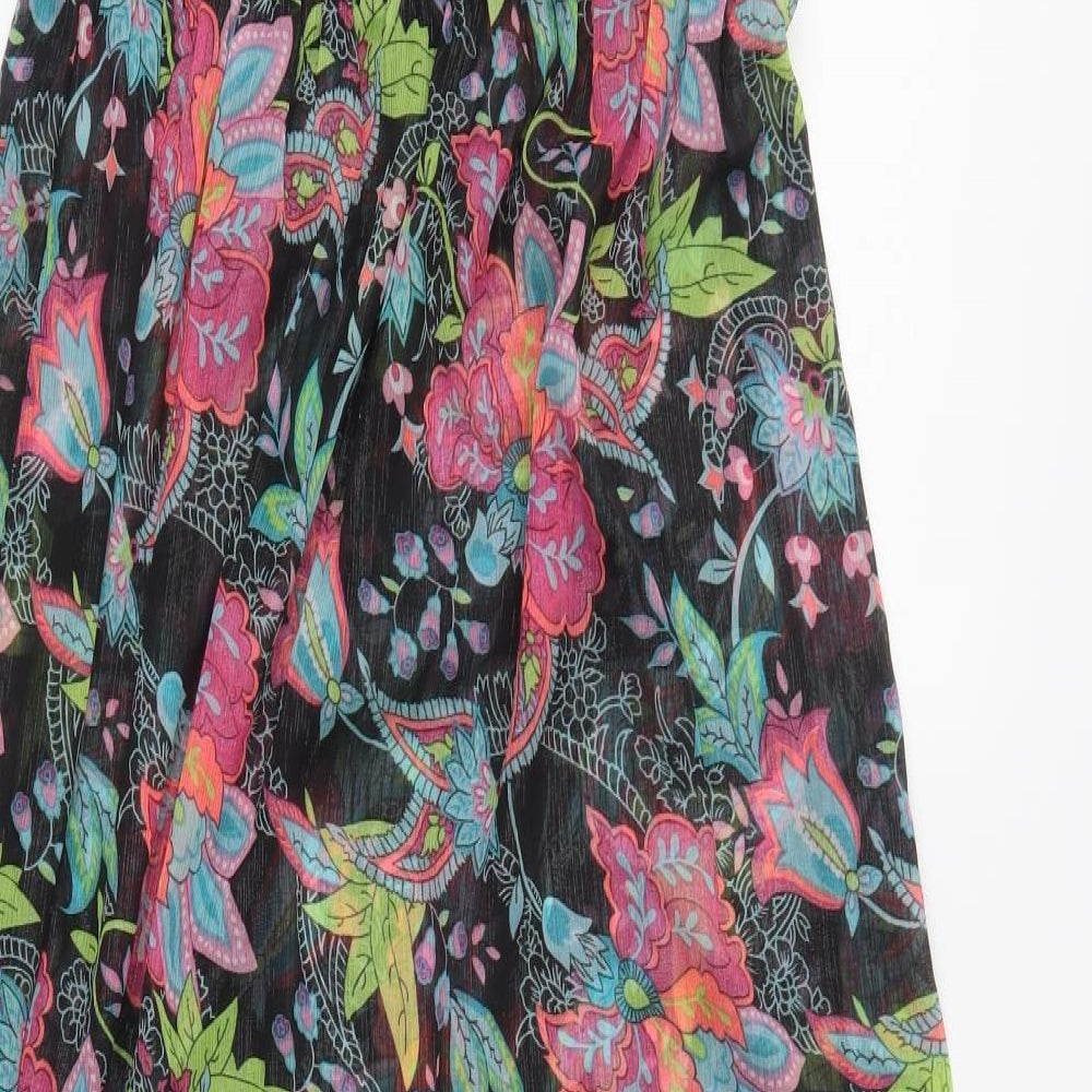 George Womens Black Floral Polyester Maxi  Size M  Square Neck