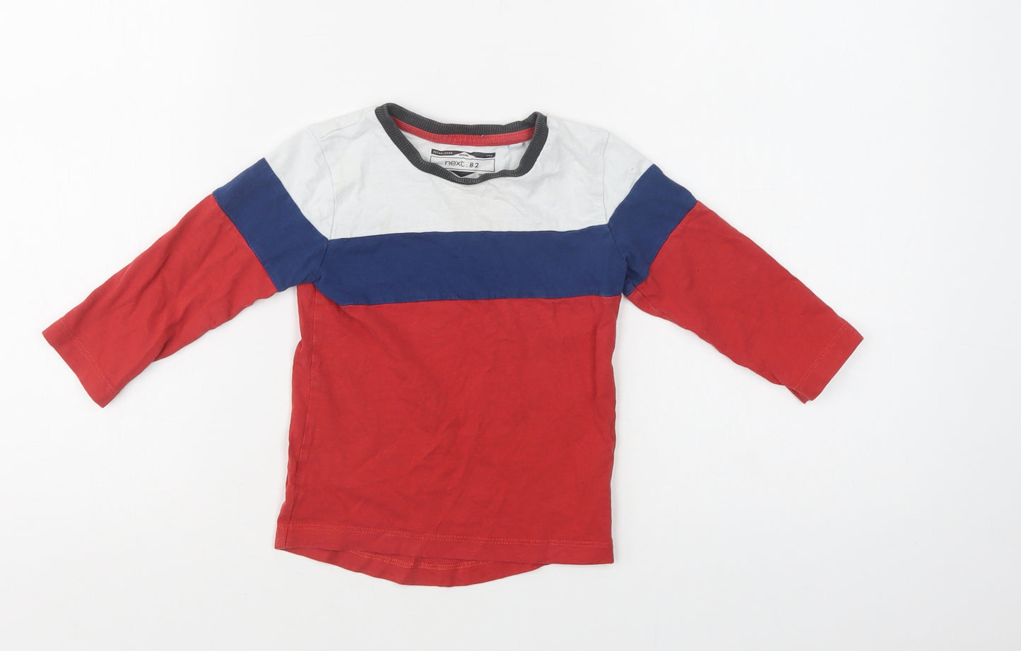 NEXT Baby Red Striped Cotton Basic T-Shirt Size 12-18 Months Crew Neck