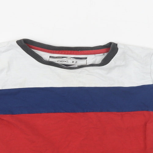 NEXT Baby Red Striped Cotton Basic T-Shirt Size 12-18 Months Crew Neck