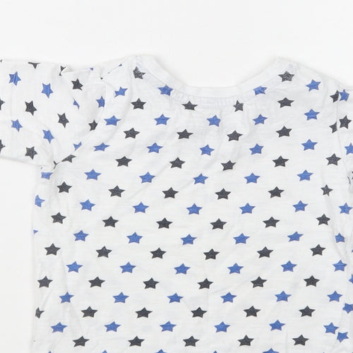 Primark Baby White Geometric Cotton Basic T-Shirt Size 12-18 Months Crew Neck  - Star Print