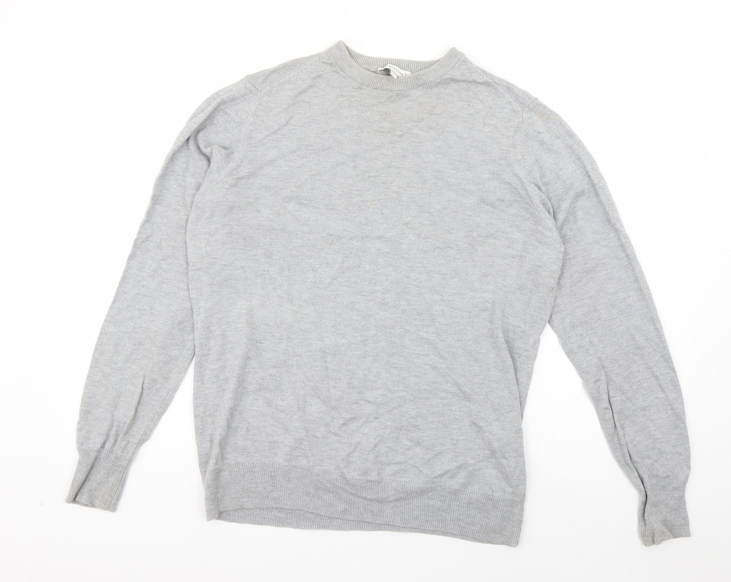 Warehouse Womens Grey Round Neck  Cotton Pullover Jumper Size 14