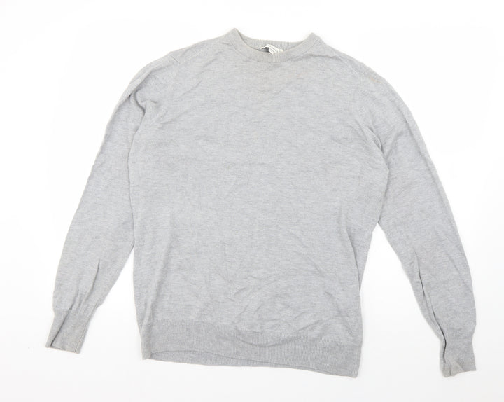 Warehouse Womens Grey Round Neck Cotton Pullover Jumper Size 14